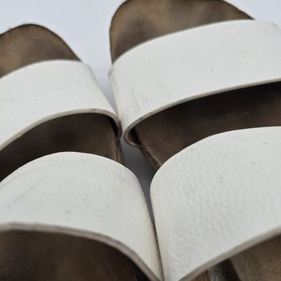 Brash Sandals Womens 8 White Slip On Leather Espadrilles Platform Shoes Twin - Picture 9 of 12